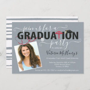 Nurse or Doctor Medical Photo Graduation Party Invitation