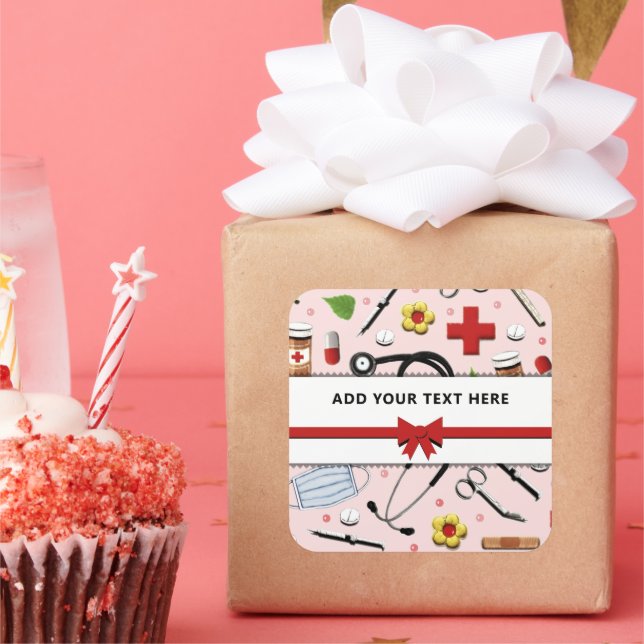 Nurse or Doctor Personalized Square Sticker (Party)