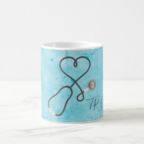 Nurse or Doctor Stethoscopes Monogram Blue Coffee Mug