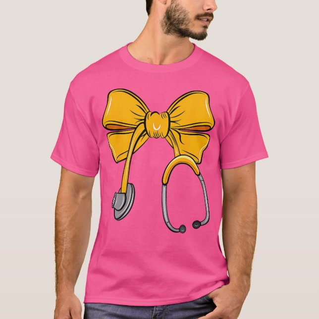 Nurse Orange Bow Stethoscope Registered Nurse Doct T-Shirt (Front)