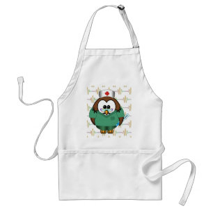 nurse owl adult apron