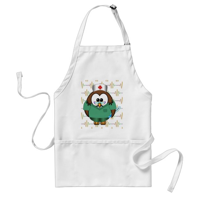 nurse owl adult apron (Front)