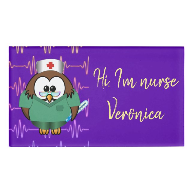 nurse owl - name tag (Front)