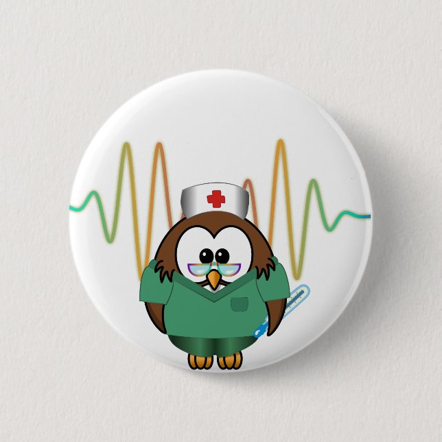 nurse owl pinback button (Front)