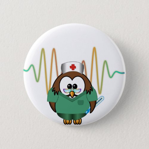 nurse owl pinback button