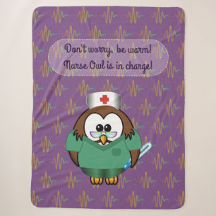 nurse owl - sherpa blanket