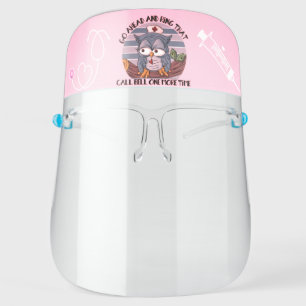 Nurse Owl Stethoscope Shot Go Ahead Ring Call Bell Face Shield