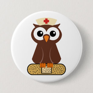 Nurse Owl (w/bandaid) Button