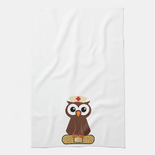 Nurse Owl (w/bandaid) Kitchen Towel (Vertical)