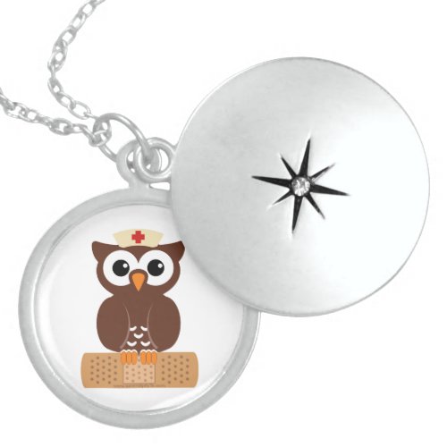 Nurse Owl wbandaid Locket Necklace