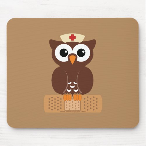 Nurse Owl wbandaid Mouse Pad