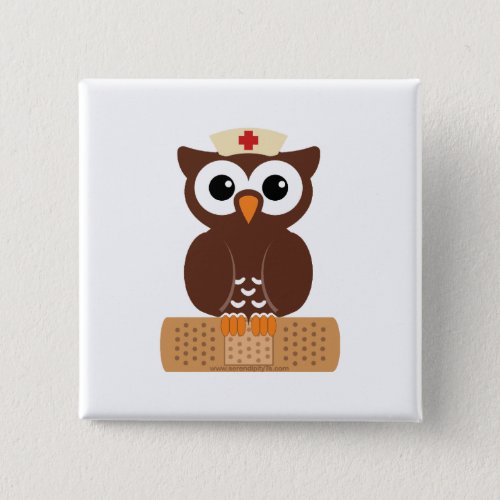 Nurse Owl wbandaid Pinback Button