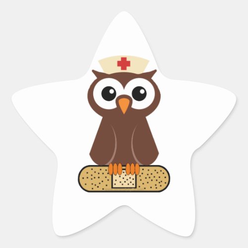 Nurse Owl wbandaid Star Sticker