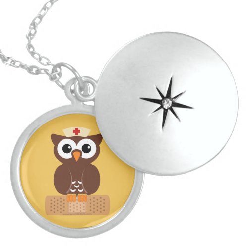 Nurse Owl wbandaid Sterling Silver Necklace