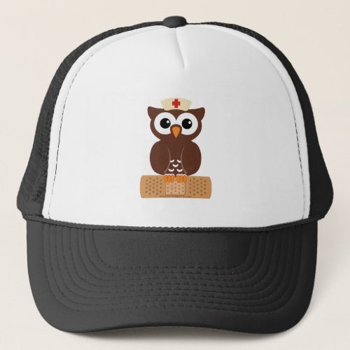 Nurse Owl wbandaid Trucker Hat