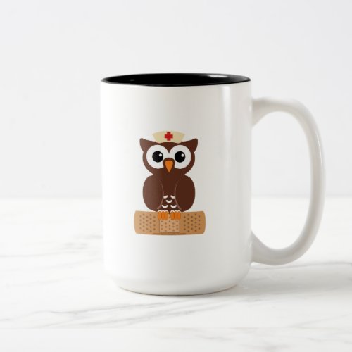 Nurse Owl wbandaid Two_Tone Coffee Mug