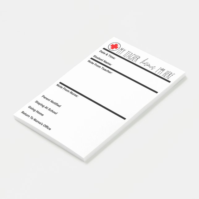 Nurse Pass for any School Setting; school nurse Post-it Notes (Angled)