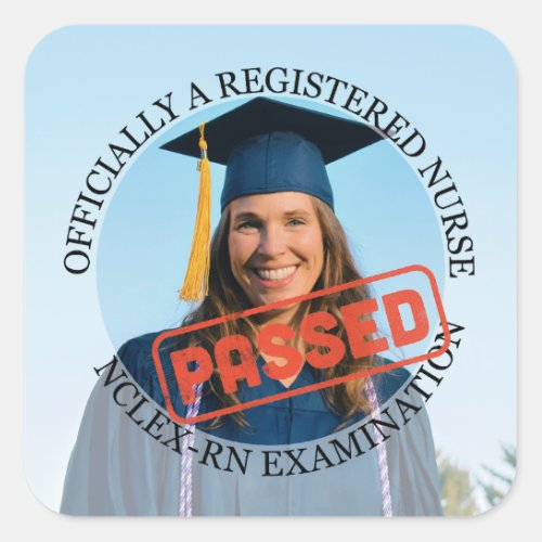 nurse passed nclex rn exam custom photo square sticker