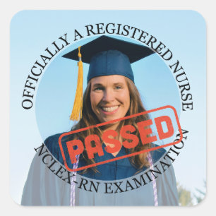 nurse passed nclex rn exam custom photo square sticker