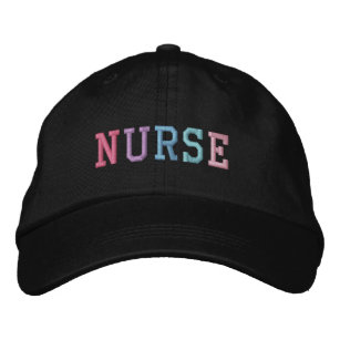 Nurse Pastel Embroidery Black Baseball Cap / Hat