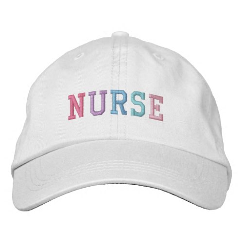 Nurse Pastel Embroidery White Baseball Cap  Hat