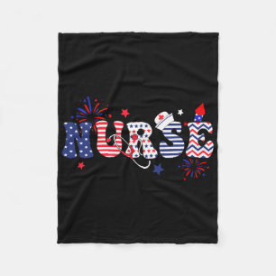 Nurse Patriotic 4th Of July Fleece Blanket