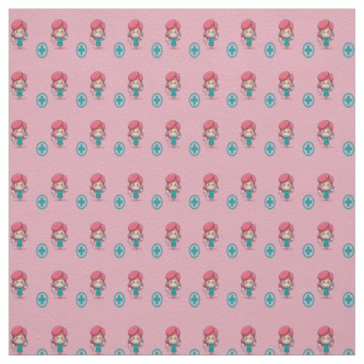 Nurse pattern on pink fabric