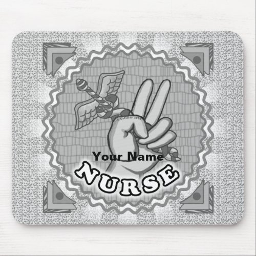 Nurse Peace Caduceus custom name Mouse Pad