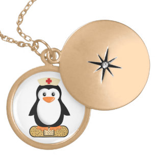 Nurse Penguin (w/Bandaid) Locket Necklace