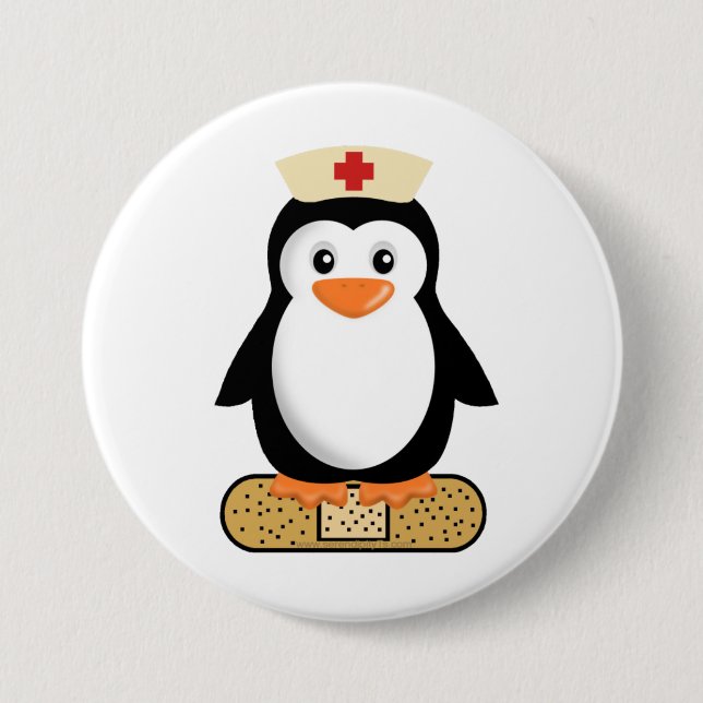 Nurse Penguin (w/Bandaid) Pinback Button (Front)