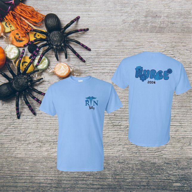   Nurse Personalized Name Date Halloween  T-Shirt (Creator Uploaded)