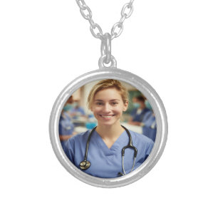 Nurse Photo Customize Personalize Silver Plated Necklace