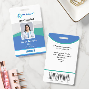 Nurse Photo ID Badge   Medical Hospital Staff ID 