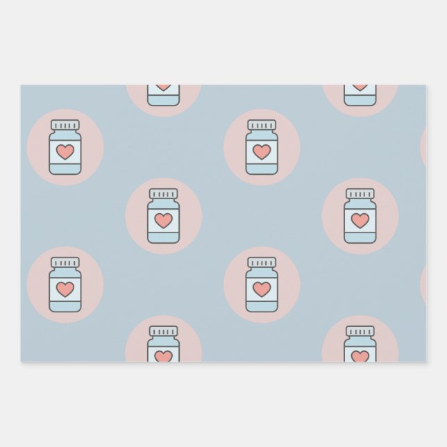 Nurse Pill Bottle Heart Gift Wrap (Front)