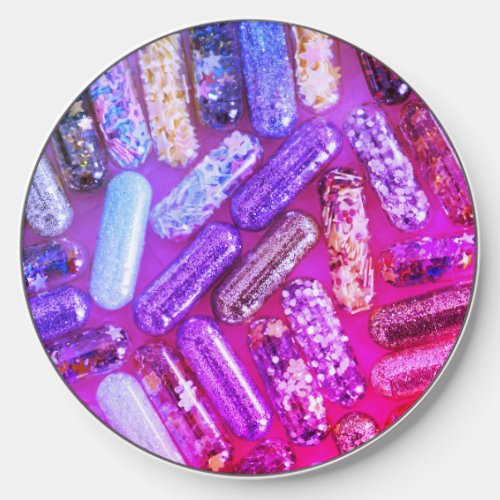 Nurse pill glitter colorful medication pink purple wireless charger 