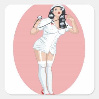 Nurse Pin Up Square Sticker