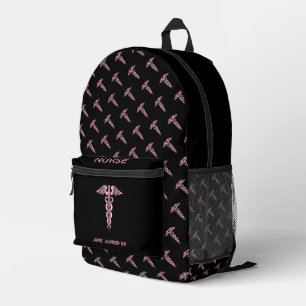 Nurse - Pink and Black Printed Backpack