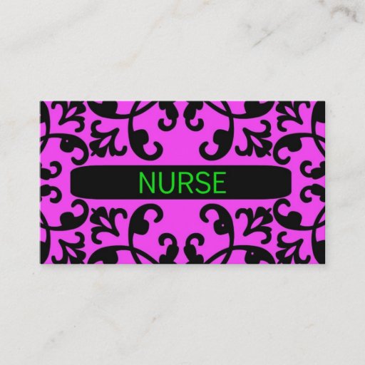 Customizable Nurse Pink Damask Business Card