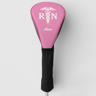 Nurse Pink Medical Caduceus Personalized Golf Head Cover