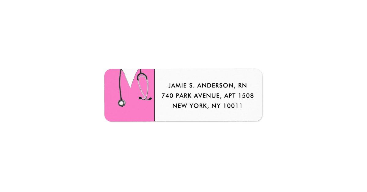 Pink Return Sign Nurse Pink Return Address Labels | Zazzle