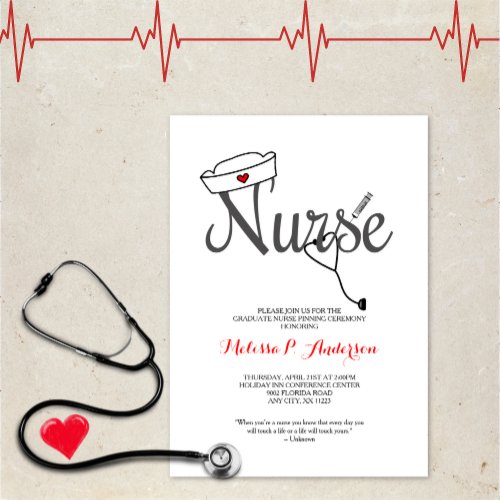 Nurse Pinning Ceremony Invite fun RN graduation Invitation