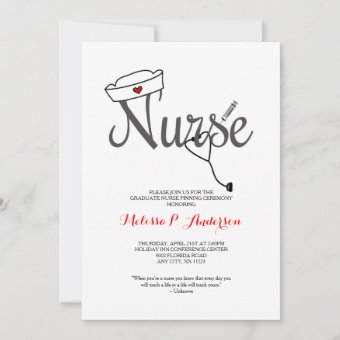 Nurse Pinning Ceremony Invite, fun RN graduation Invitation | Zazzle