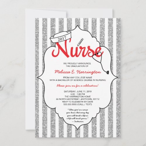 Nurse pinning nurse party RN graduation RED Invitation