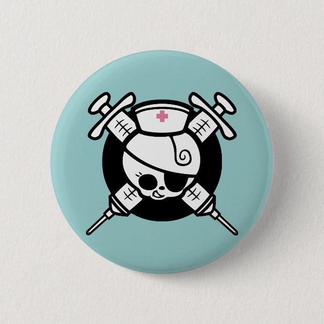 Nurse Pirate and Cross Hypos Button (Front)