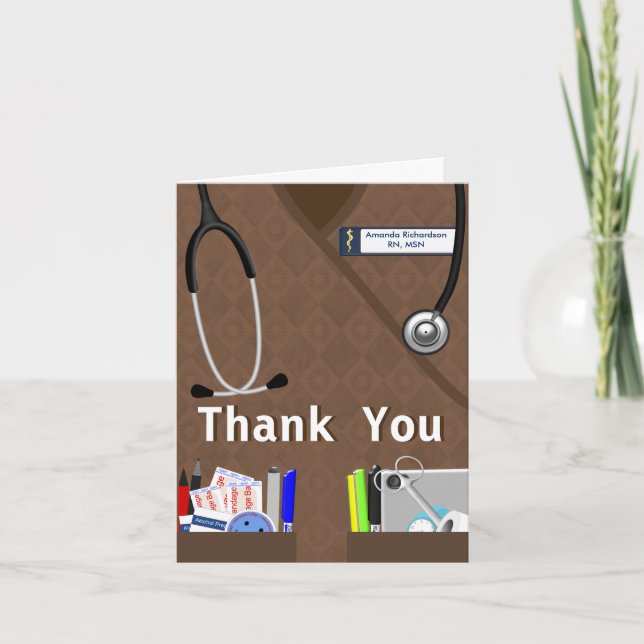 Nurse Pockets Thank You Brown Scrubs (Front)