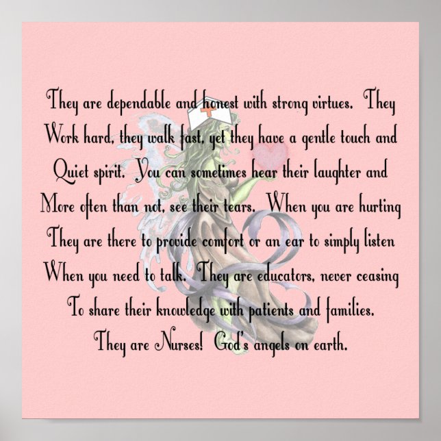 Nurse Poem Canvas Art Print "They Are Nurses" (Front)