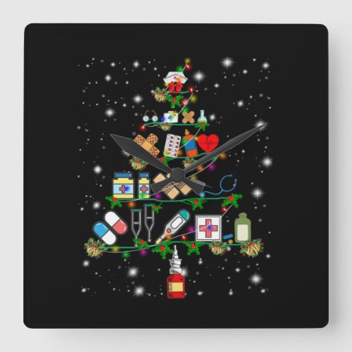 Nurse Poft  Nurse Apparatus Christmas Tree Square Wall Clock