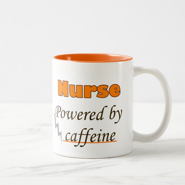 Nurse Powered by caffeine Two-Tone Coffee Mug (Right)