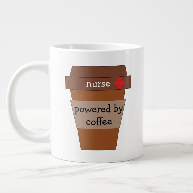 Nurse Powered By Coffee Giant Coffee Mug (Left)