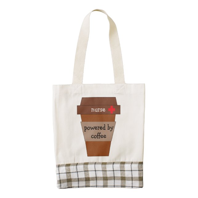 Nurse Powered By Coffee Zazzle HEART Tote Bag (Front)